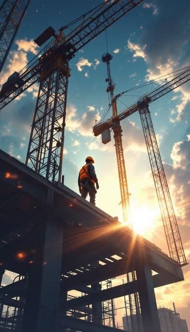 Obra en ejecución de Terrex: estructura, grúas y equipo de construcción